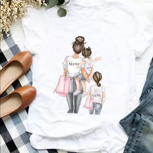 2/$30 Mom and two daughters graphic T-shirt